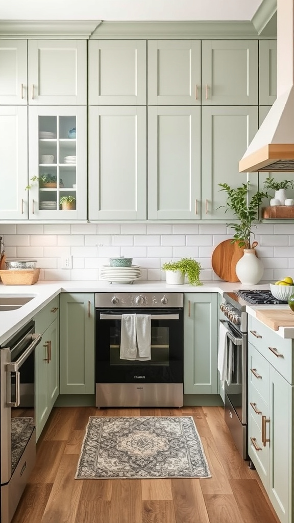 15. Soft Sage Shades for Cabinets