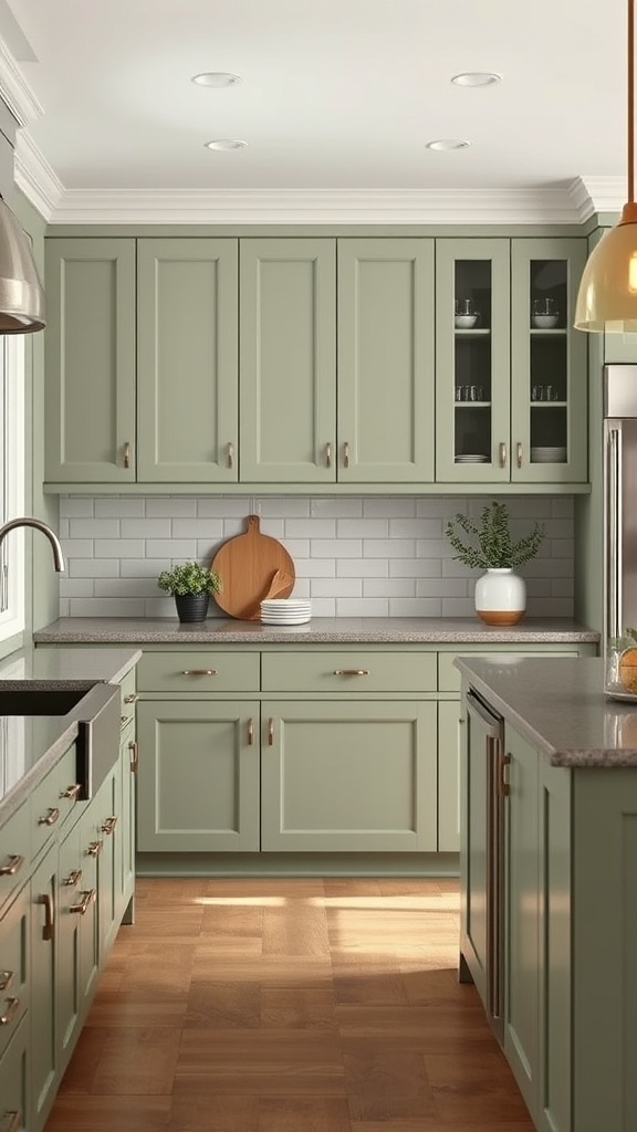 17. Unwind with Sage Cabinet Tones