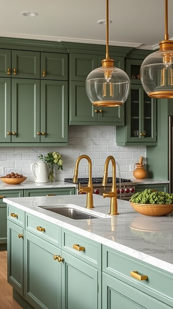 23. Luxurious Sage Green Kitchens