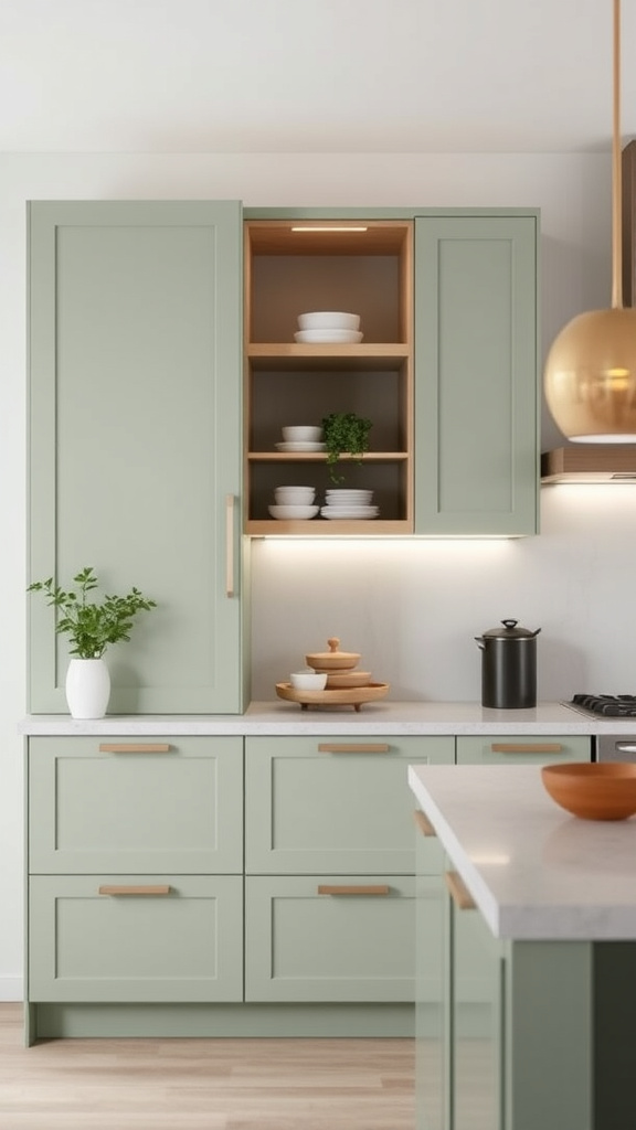 3. Modern Sage Cabinet Designs