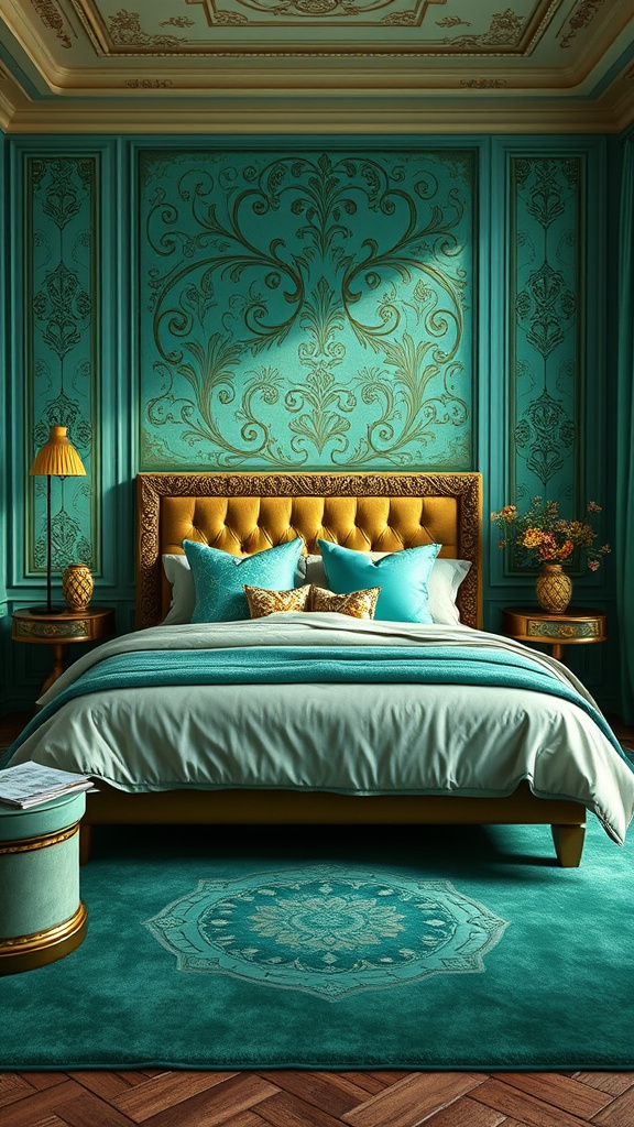 10. Turquoise and Olive Elegance