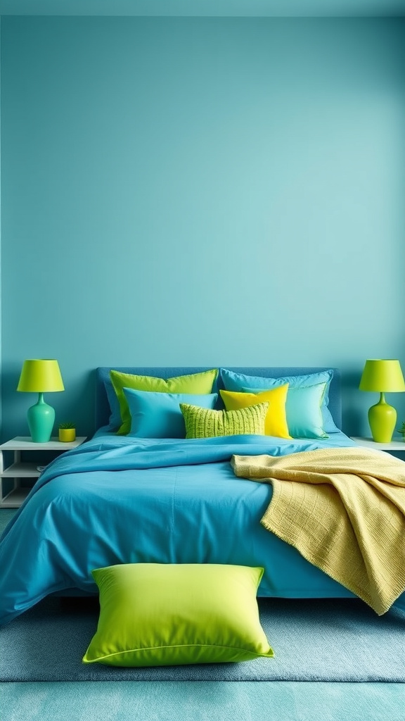 16. Lime Accents and Blue Serenity