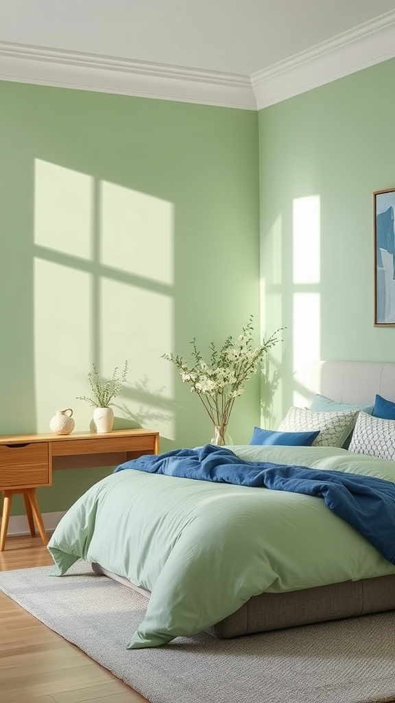 19. Pastel Green with Blue Touches