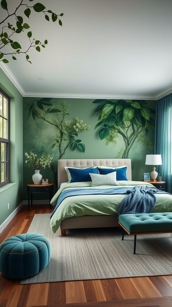 9. Enchanted Green with Blue Accents