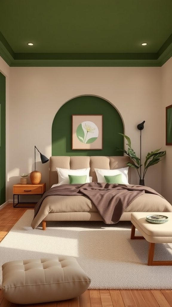 1. Tranquil Oasis: Green Beige Brown Bliss