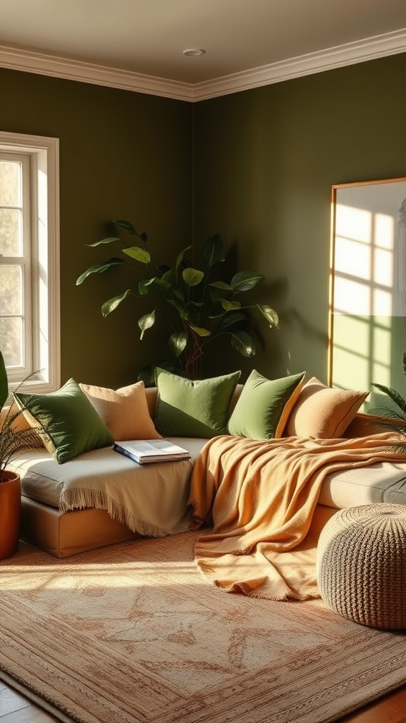 11. Cozy Corners: Green Beige Warmth