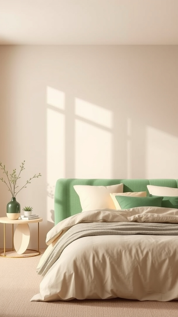 27. Tranquil Touch: Green and Beige