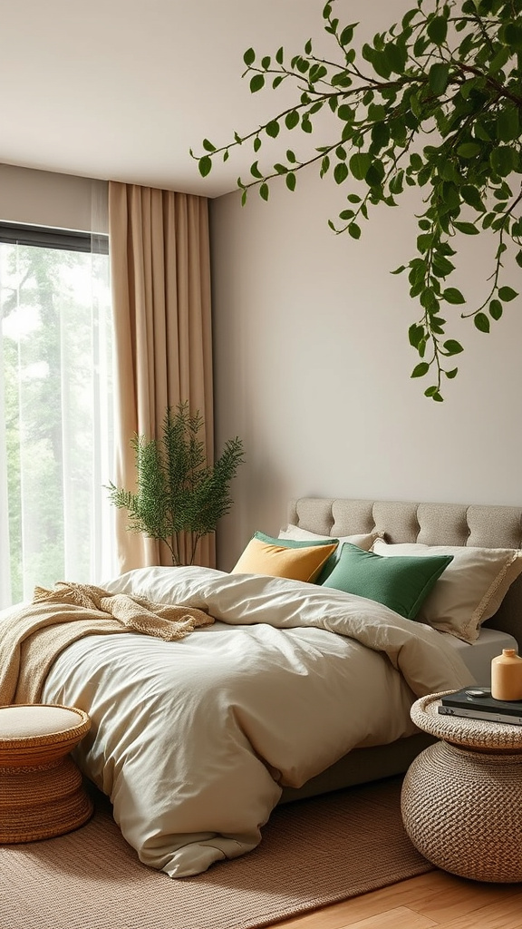 8. Forest Dreams: Green and Beige Comfort