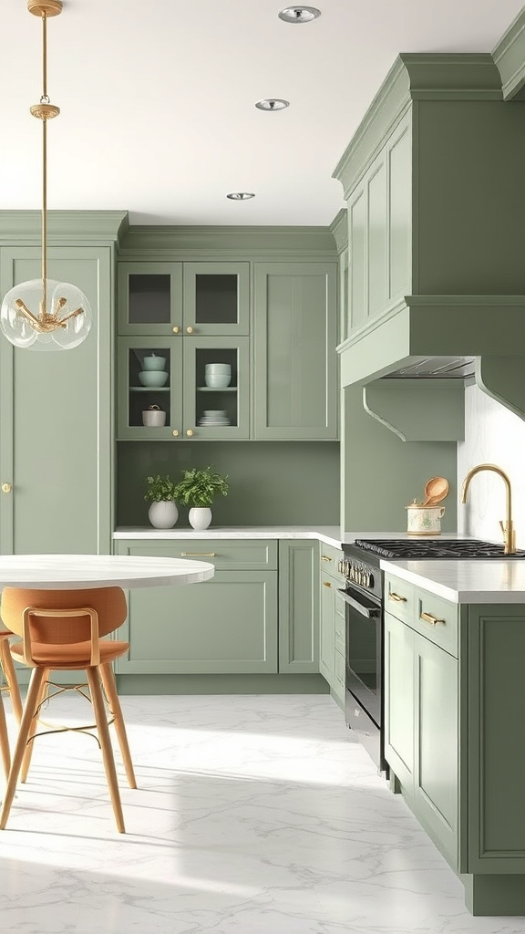 12. Sage Green and Marble Elegance