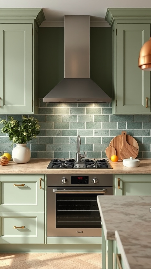 2. Cozy Sage Green Backsplashes