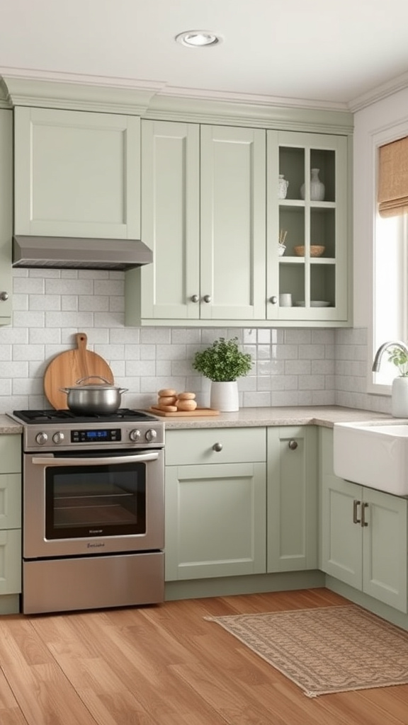 26. Pale Sage Green Cabinets