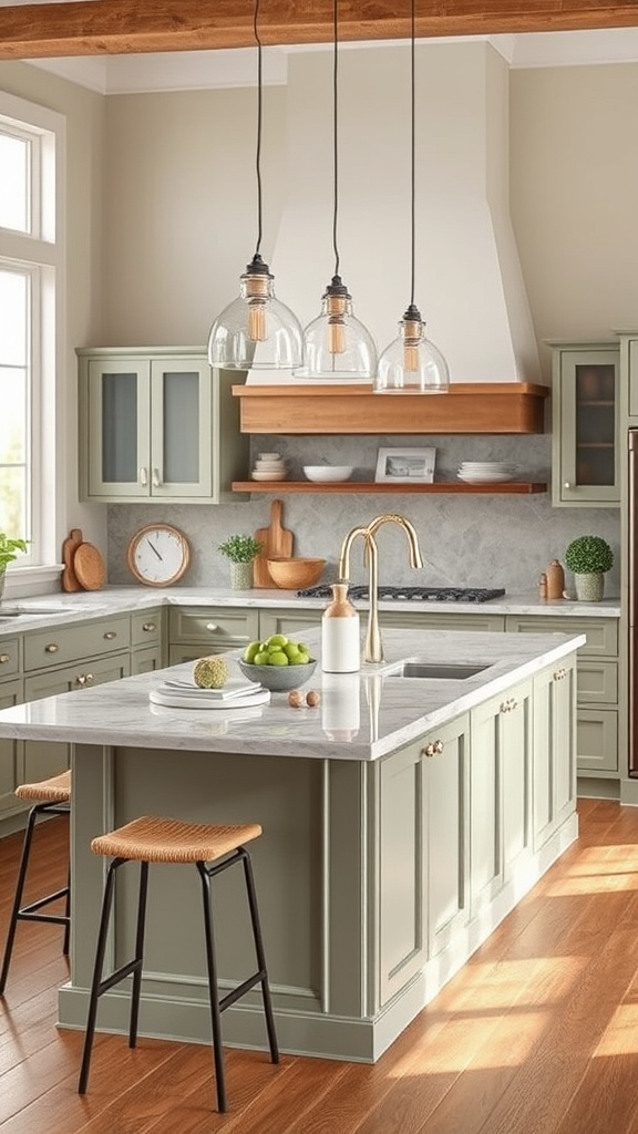 8. Earthy Sage Kitchen Islands