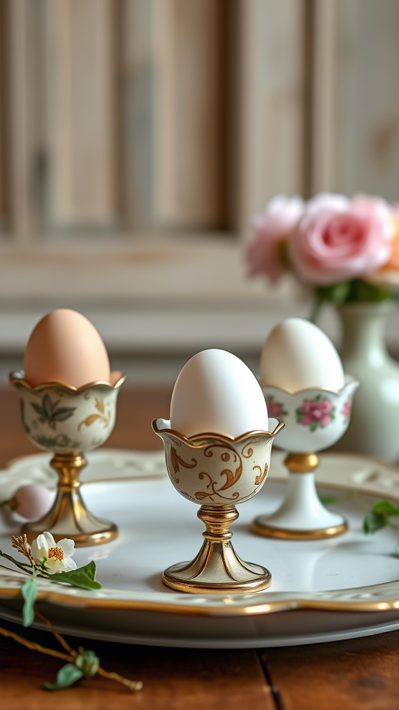 25. Antique Egg Cups Display