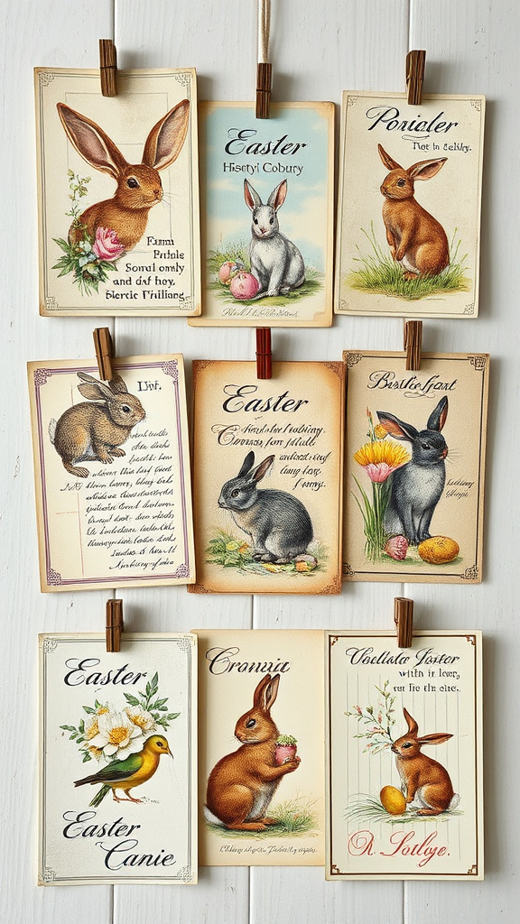 9. Timeworn Easter Postcards Display
