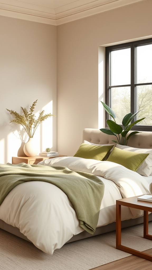 10. Neutral Tones with Green Touch