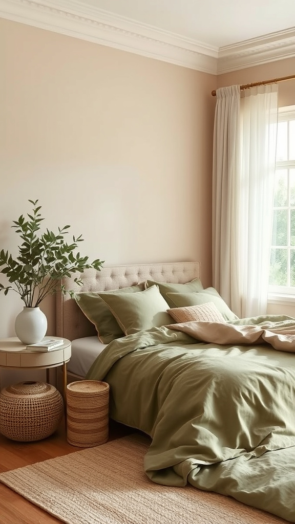 6. Olive Hues and Beige Bliss